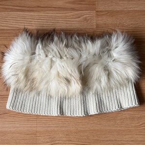 Cream REAL Fur-Trimmed Knit Cowl